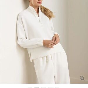 Soft White Flora Knit Half-Zip Pullover